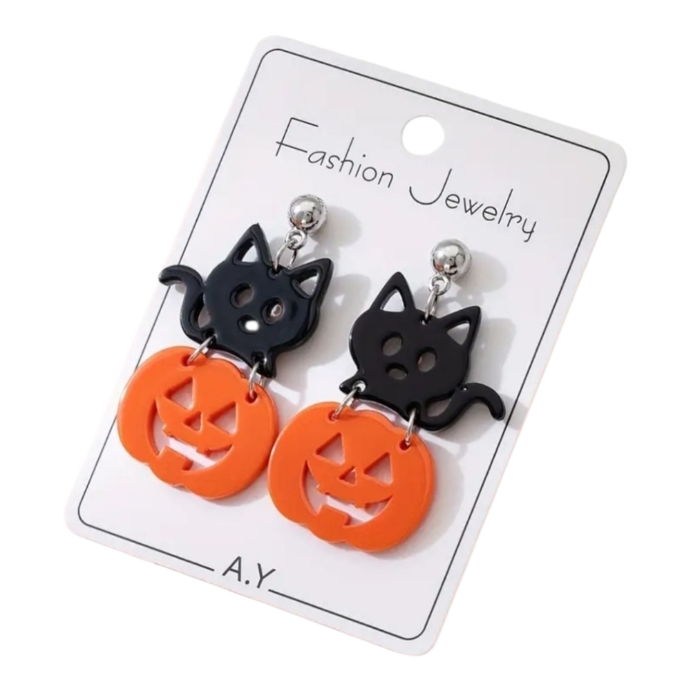 Black Cat & Pumkin Earrings